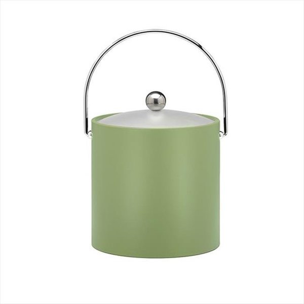 Sharptools B.C. Mist Green 3 Quart Ice Bucket- Chrome Bale Handle- Chrome Flat Knob- Frosted Vinyl Lid SH344259